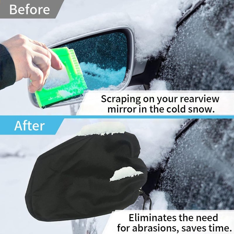 GLSOWEE 2PCS Car Side Mirror Covers - Waterproof Snow Mirror Cover Protects from Ice Snow Frost Dew Rain Bird Poop - Silver Coated Rearview Protection Cover Winter Snowproof Accessories for Cars Trucks SUVs - Image 4